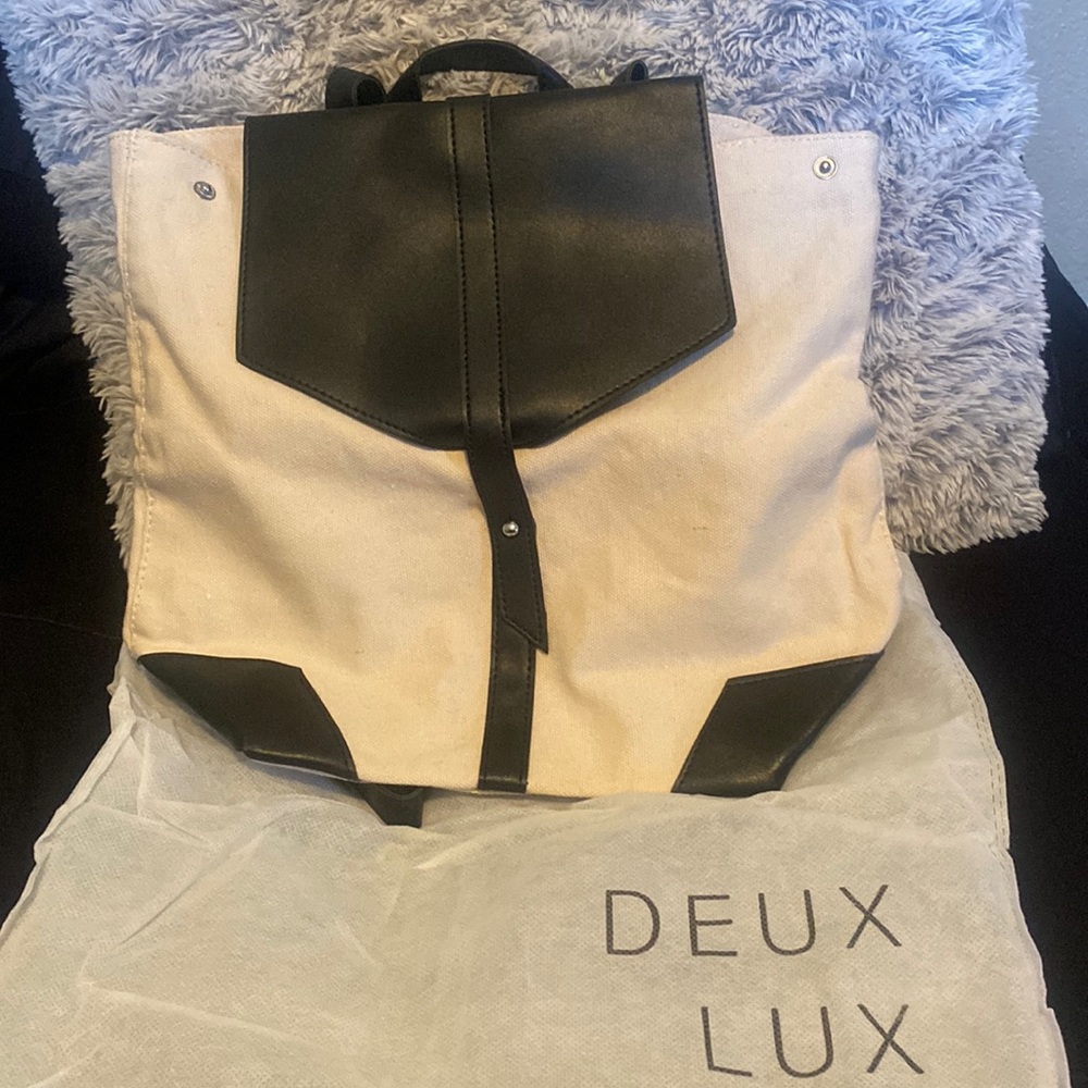 Deux Lux Women's Canvas Backpack Off White Black new